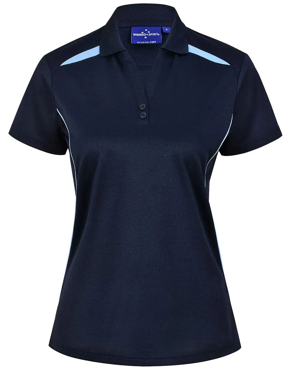 Women's Sustainable Poly/Cotton Contrast Polo Shirt PS94 Casual Wear Winning Spirit Navy/Sky 6
